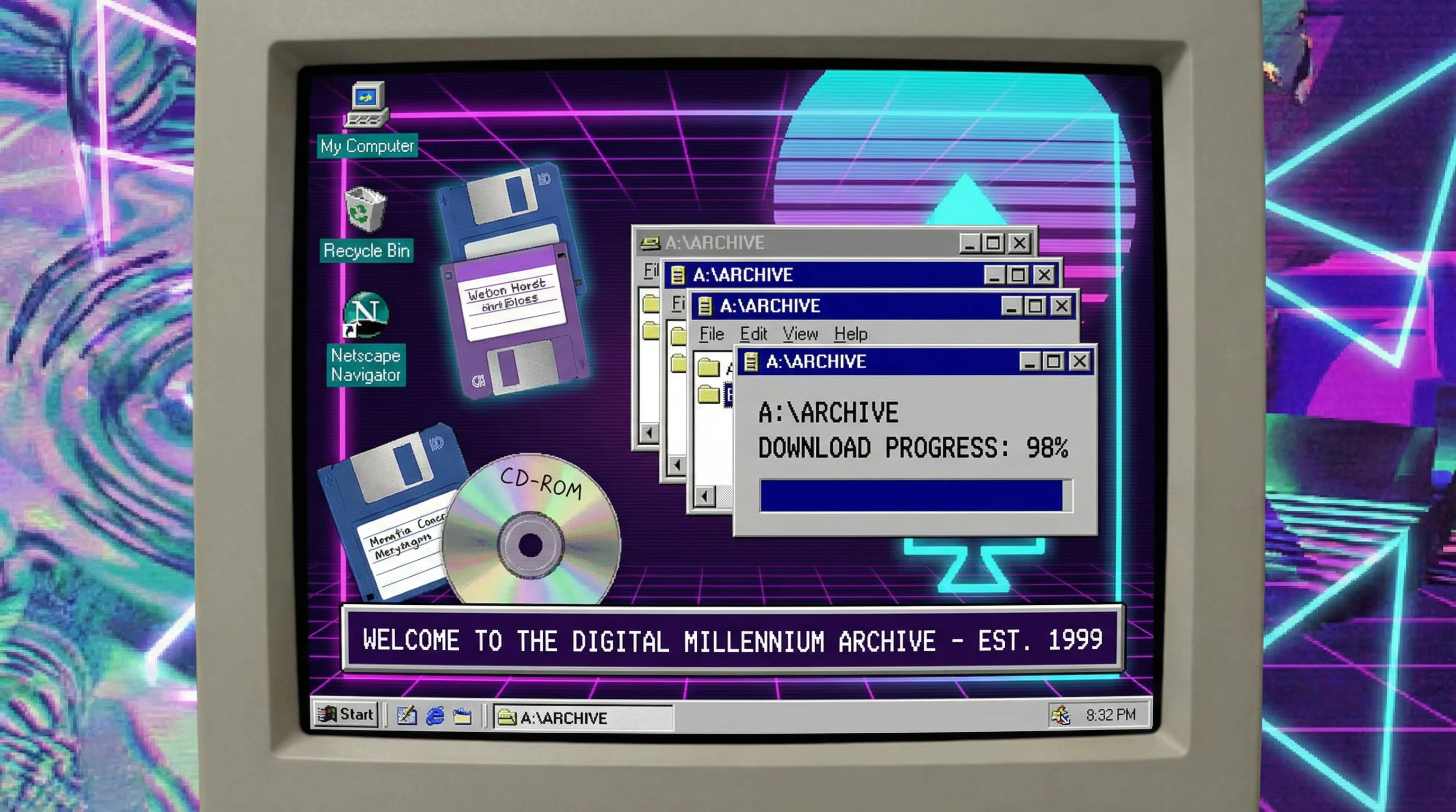 17c 91网复古数字资源站 Windows98风格界面